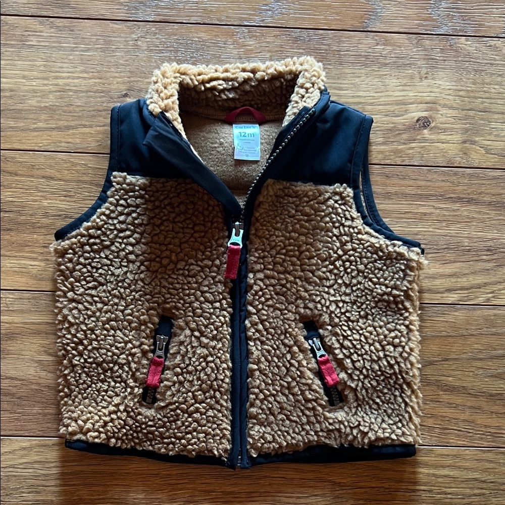 Carter's Brown and Black Sherpa Vest for Kids